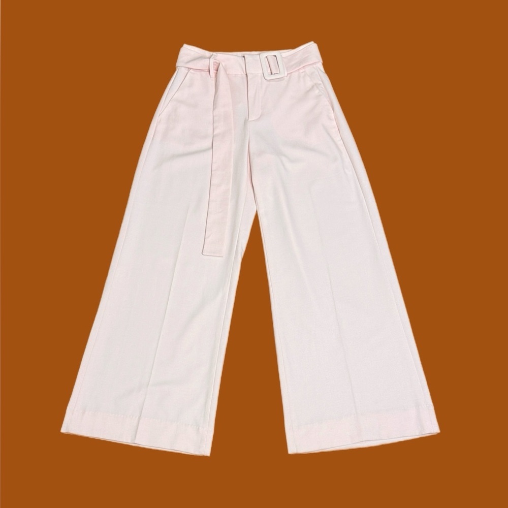 NWT Banana Republic Belted High Rise Wide Leg Trouser Pants Pink Sz 0P